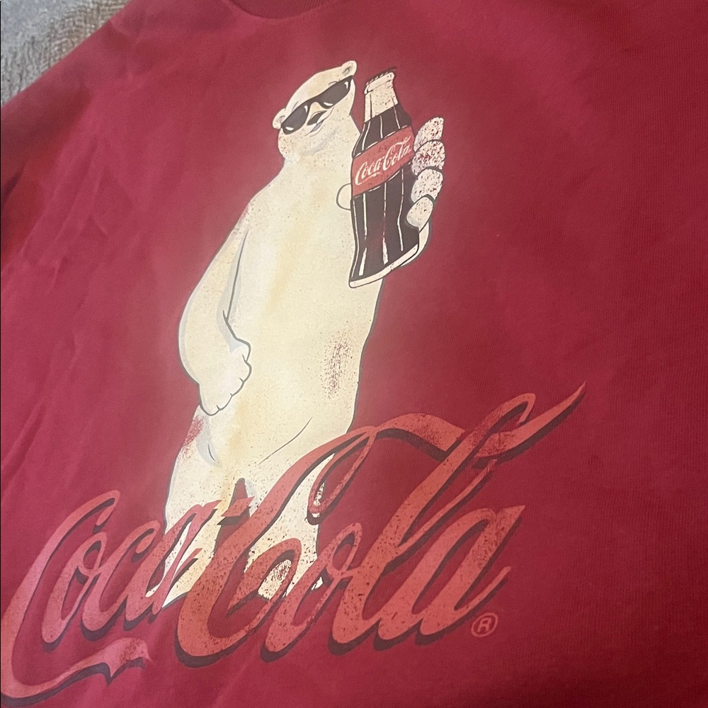 Coca Cola Men's Burgundy Crewneck Sweater - Picture 2 of 4
